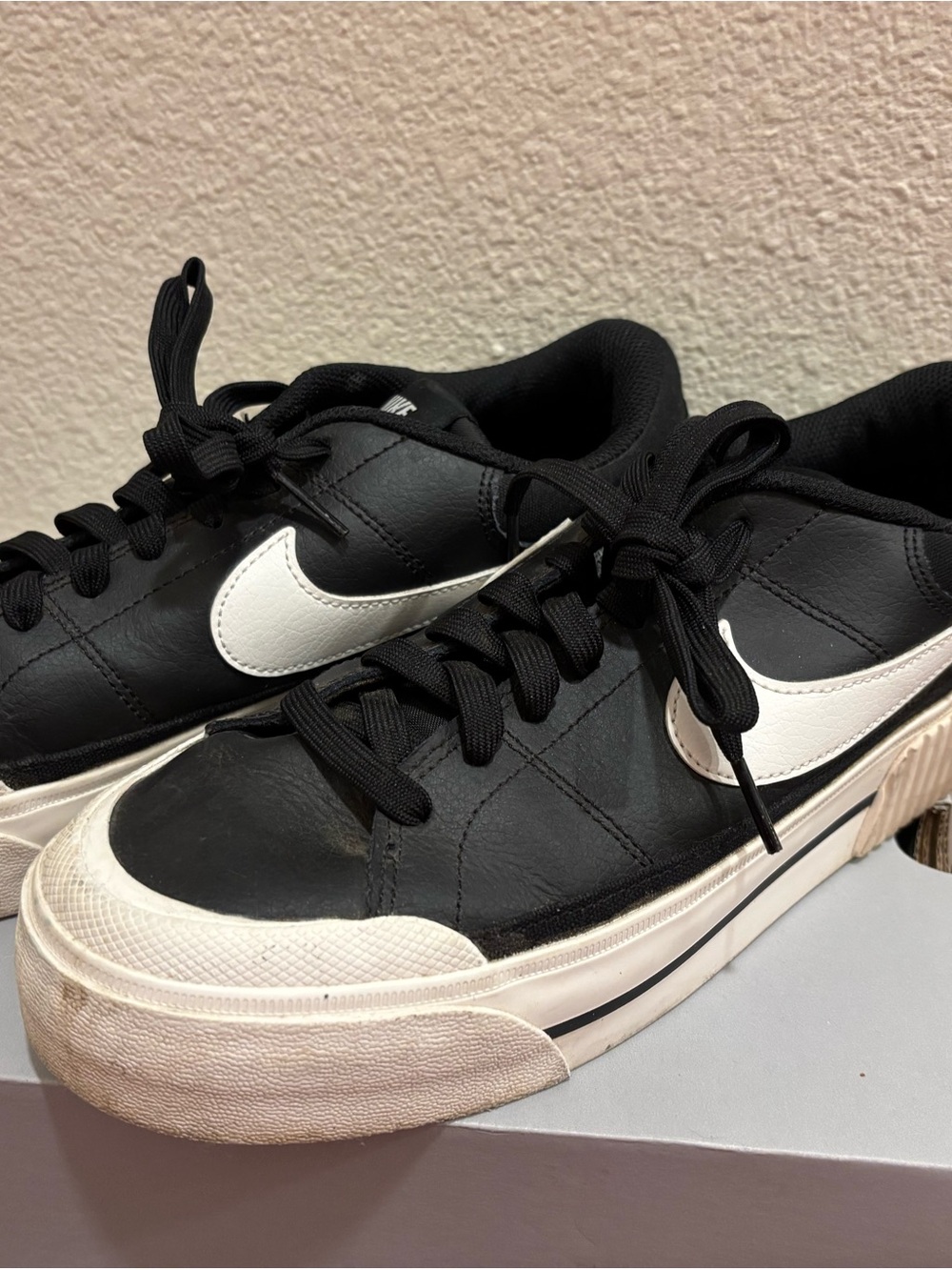 Nike Black and White Women's Platform Sneakers